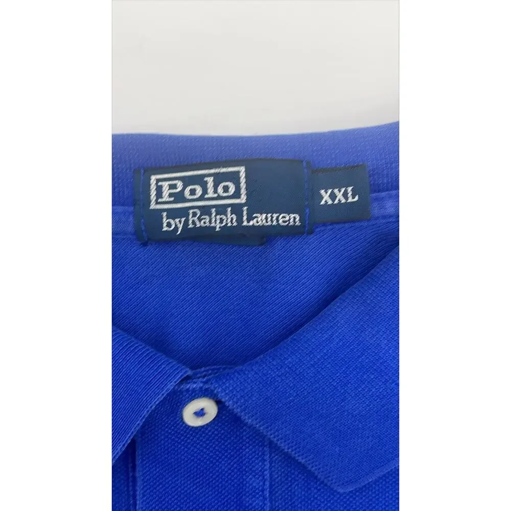 Ralph Lauren Polo Shirt Mens 2XL RlyalBlue Cotton Casual Golf Preppy Orange Pony